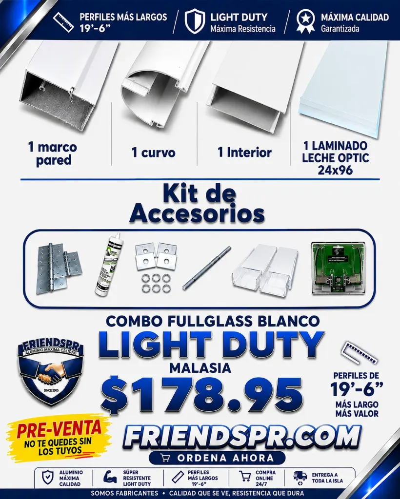 PRE-VENTA, Llega 12 Julio-Combo FullGlass Light Duty con Laminado Leche Optic 24x96