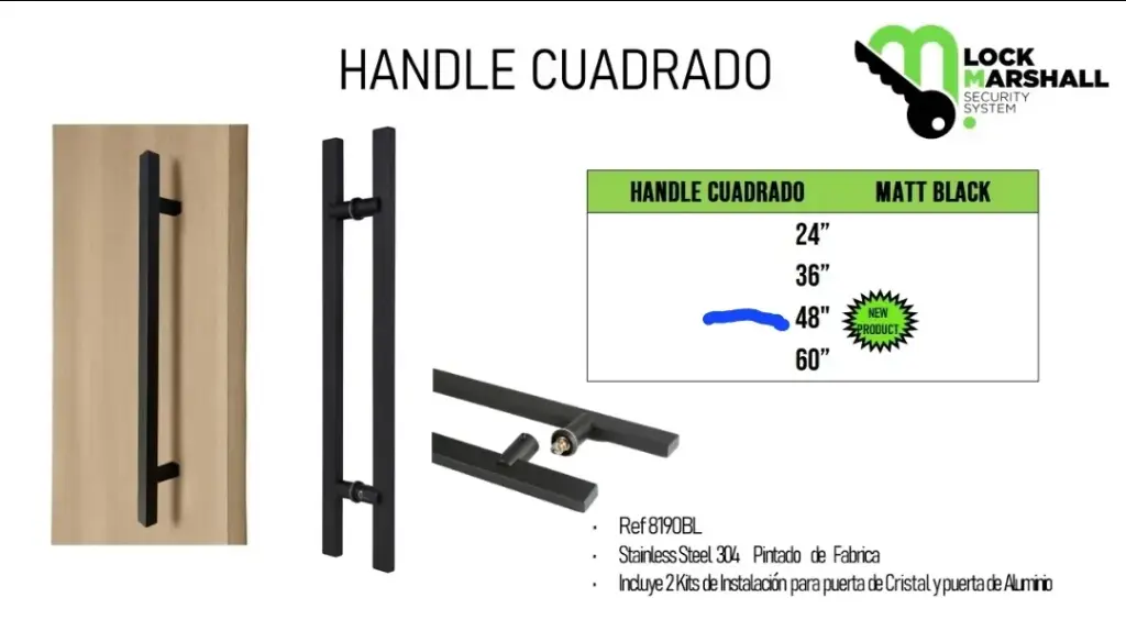 NEGRO-HANDLE Cuadrado 48" (8190BL-48)