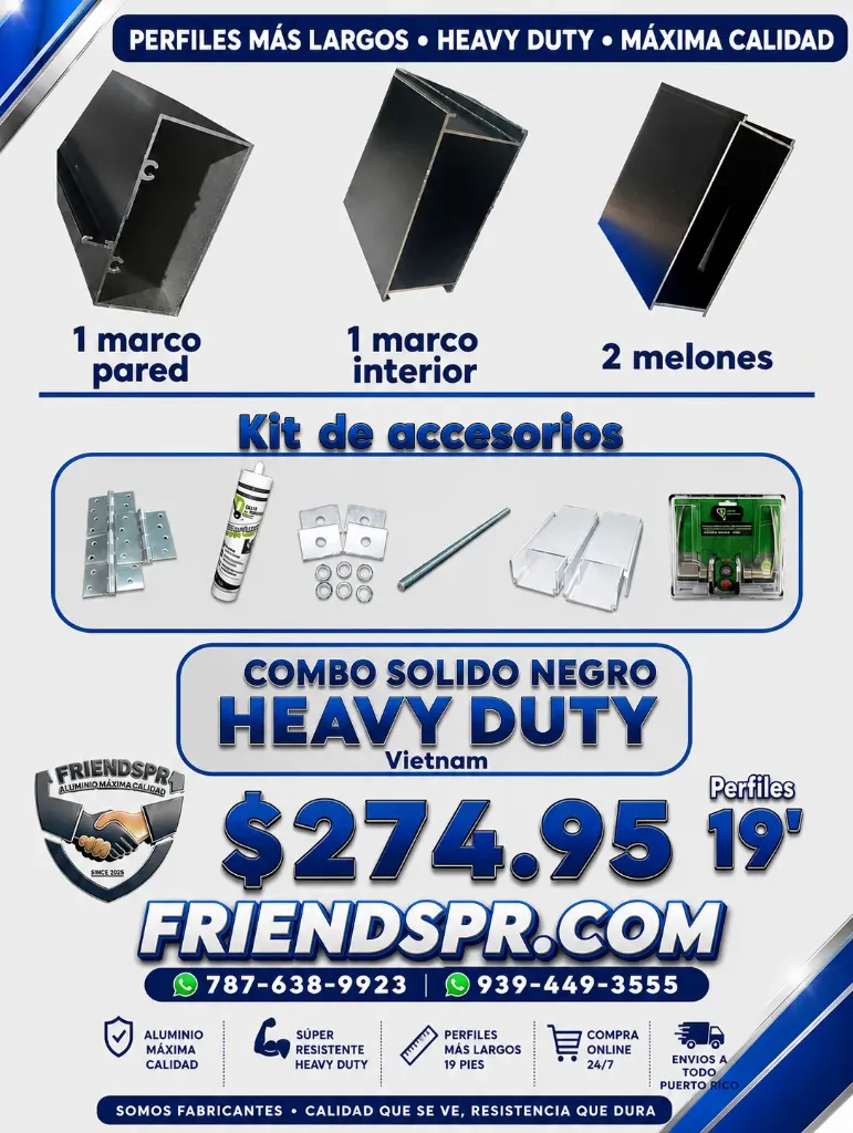 HD NEGRO - Combo Solido(Melon) incluye: 1 marco Interior, 1 marco Exterior, 2 Melones- Todo 19' con Accesorios (MALASIA)